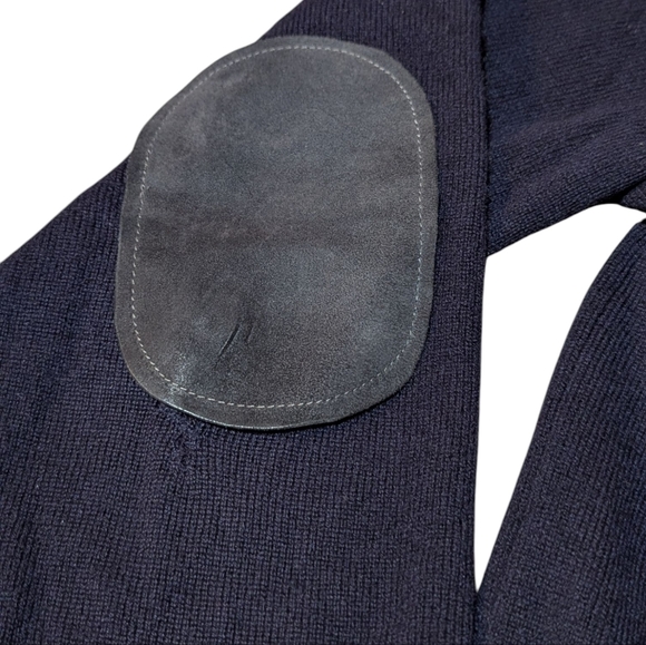 Bloomingdales Mens Store Cashmere Sweater Quater 1/4 Zip Elbow Patches Academia - Picture 4 of 7